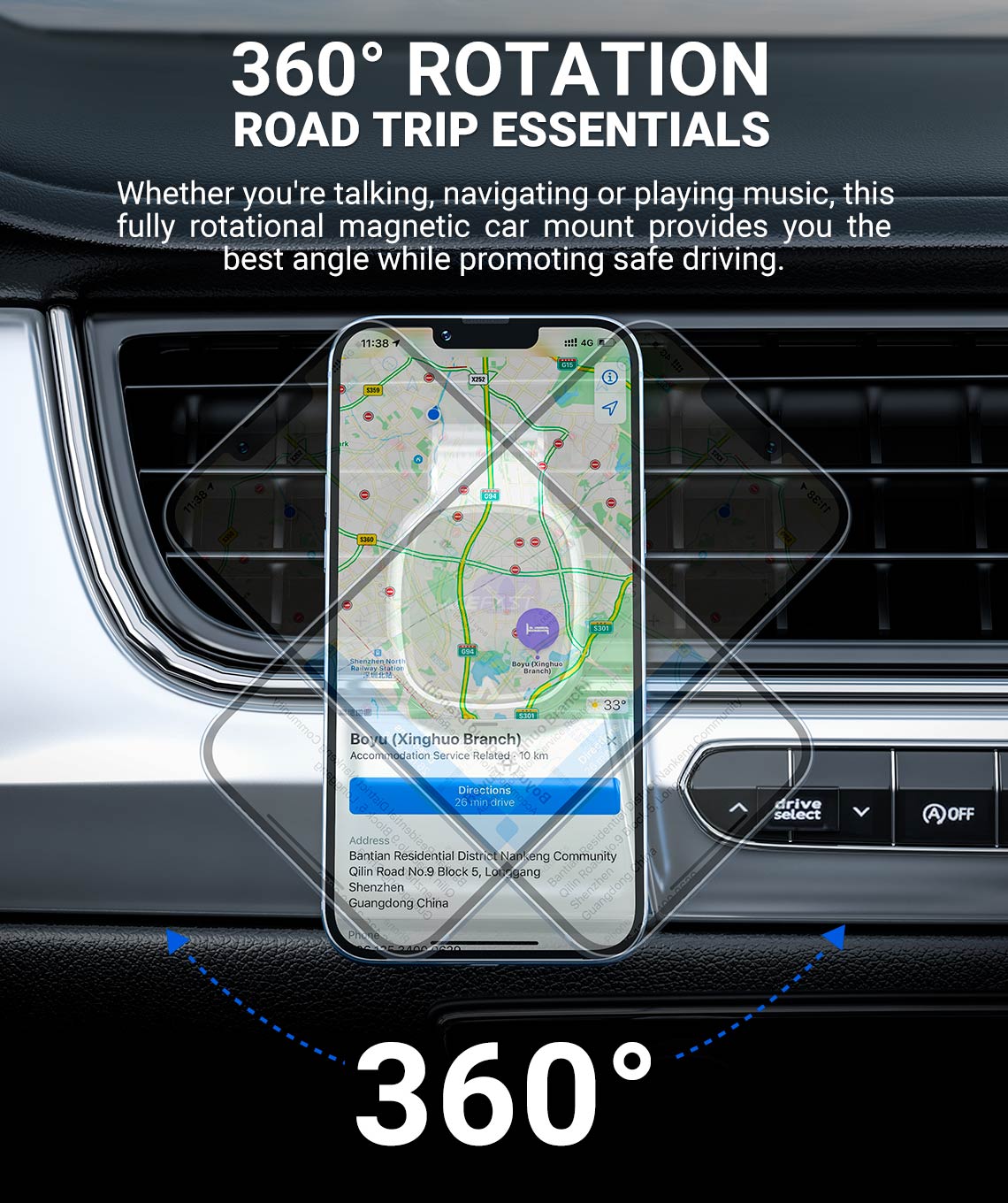 acefast-d16-magnetic-incar-holder-rotation