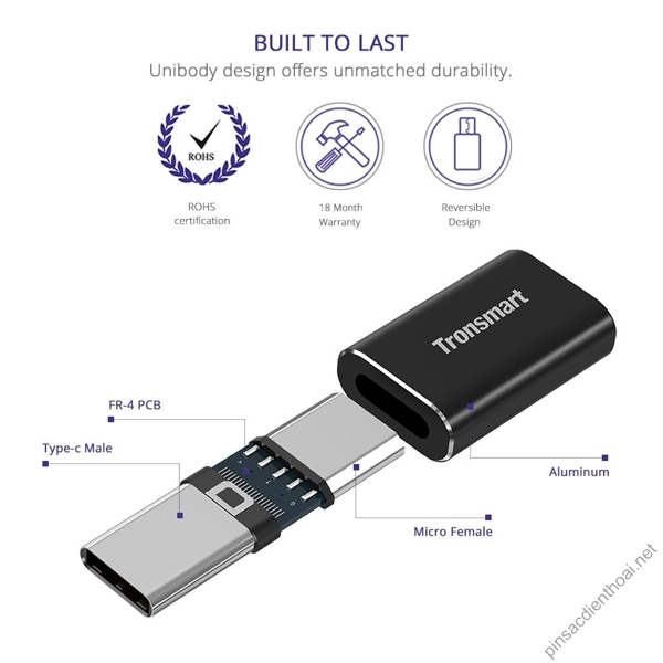 dau-chuyenMicro-USB-sang-USB-C-Tronsmart-CTMFJ-kim-loai