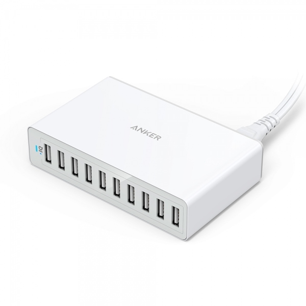 Sạc Anker PowerPort 10 60W - 10 cổng - trắng