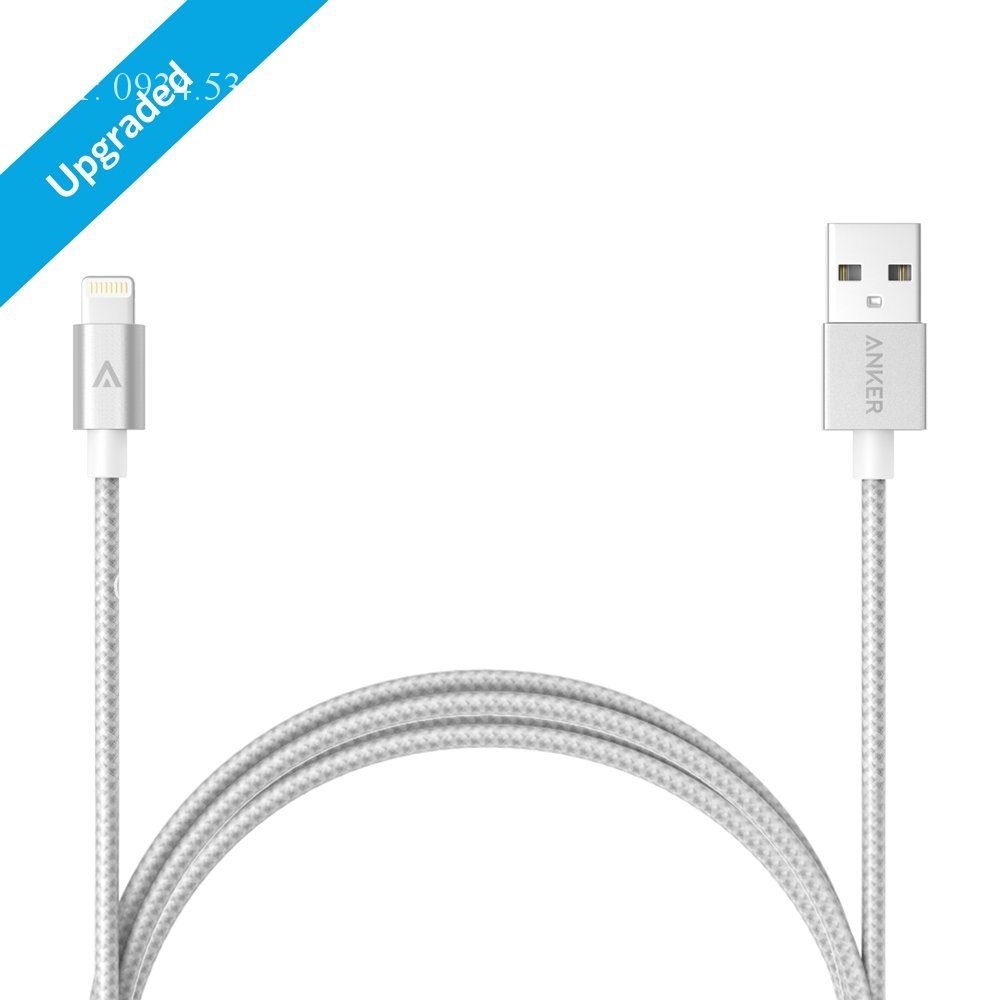 Cáp Lightning Bọc Nylon Anker 90cm - Chứng Chỉ Apple MFi - Bạc