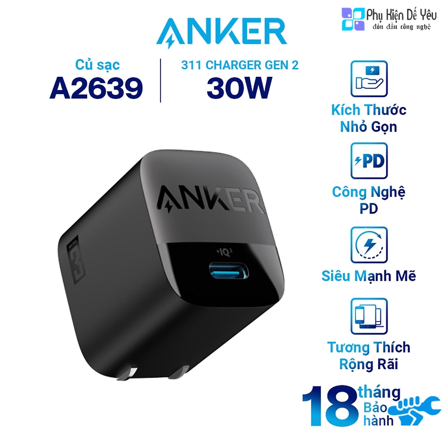 Sạc Anker 313 GaN 30W Charger PowerIQ 3.0 - A2639