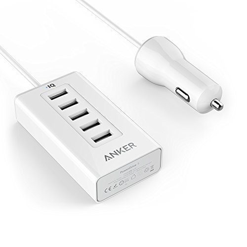 Sạc Ô Tô Anker PowerDrive 5, 50W, 5 cổng - Màu Trắng