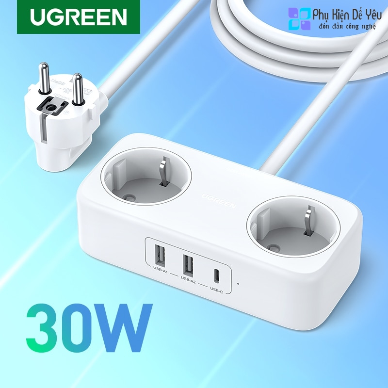 Bộ Sạc Để Bàn UGREEN 60699 30W  - 2 ổ cắm AC