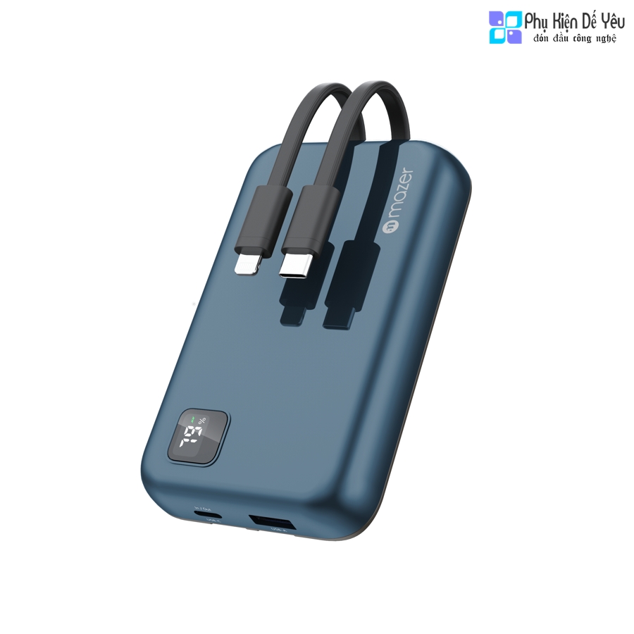 Pin sạc dự phòng Mazer POWER.LINK TRIO 10.0 PD20W 10000mAh Power Bank (Liền cáp Lightning và USB-C)