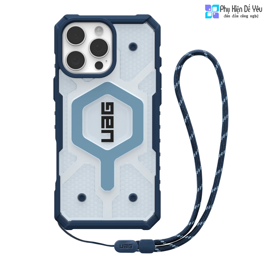 Ốp UAG Pathfinder Clear MagSafe Blues cho iPhone 16 Pro Max + Dây đeo Blues