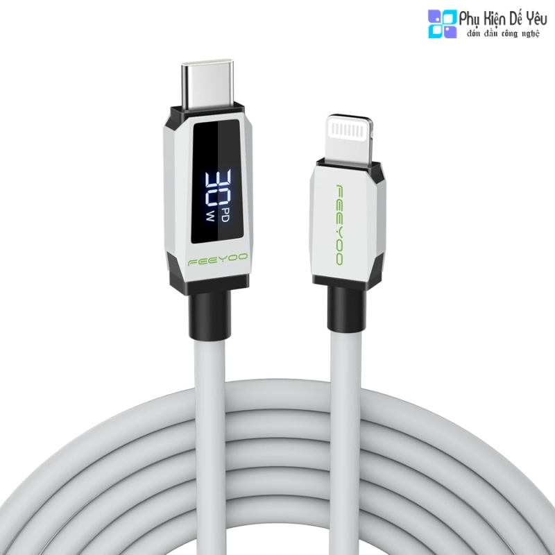 Cáp USB-C to Lightning FEEYOO dài 1.5m (LED hiển thị công suất, chứng nhận Apple MFi)