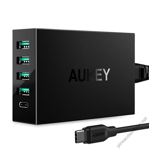 Sạc 5 cổng AUKEY PA Y5, USB-C Quick Charge 3.0