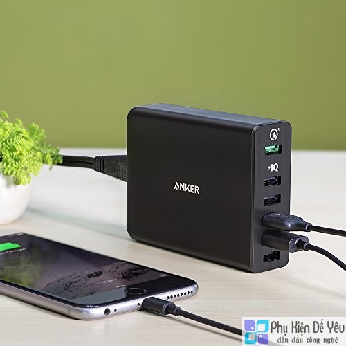 Sạc Anker PowerPort+ 6, 60W, Sạc nhanh Quick Charge 3.0, 6 cổng - Đen