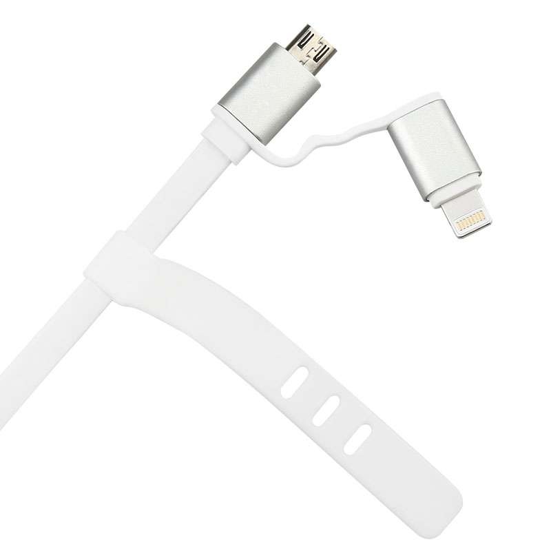 Cáp Baseus 2 cổng Micro USB và Lightning 1m - Baseus Dual-port Pro Metal - Trắng