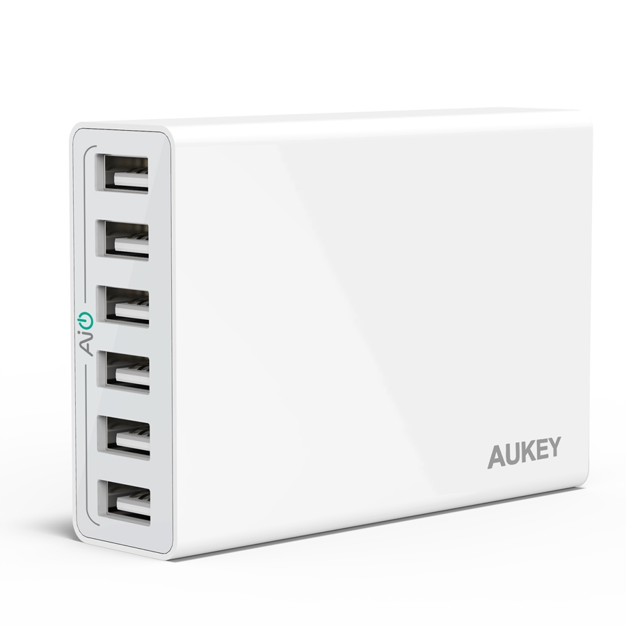 Sạc Aukey PA U14 50W - 6 Cổng - Trắng