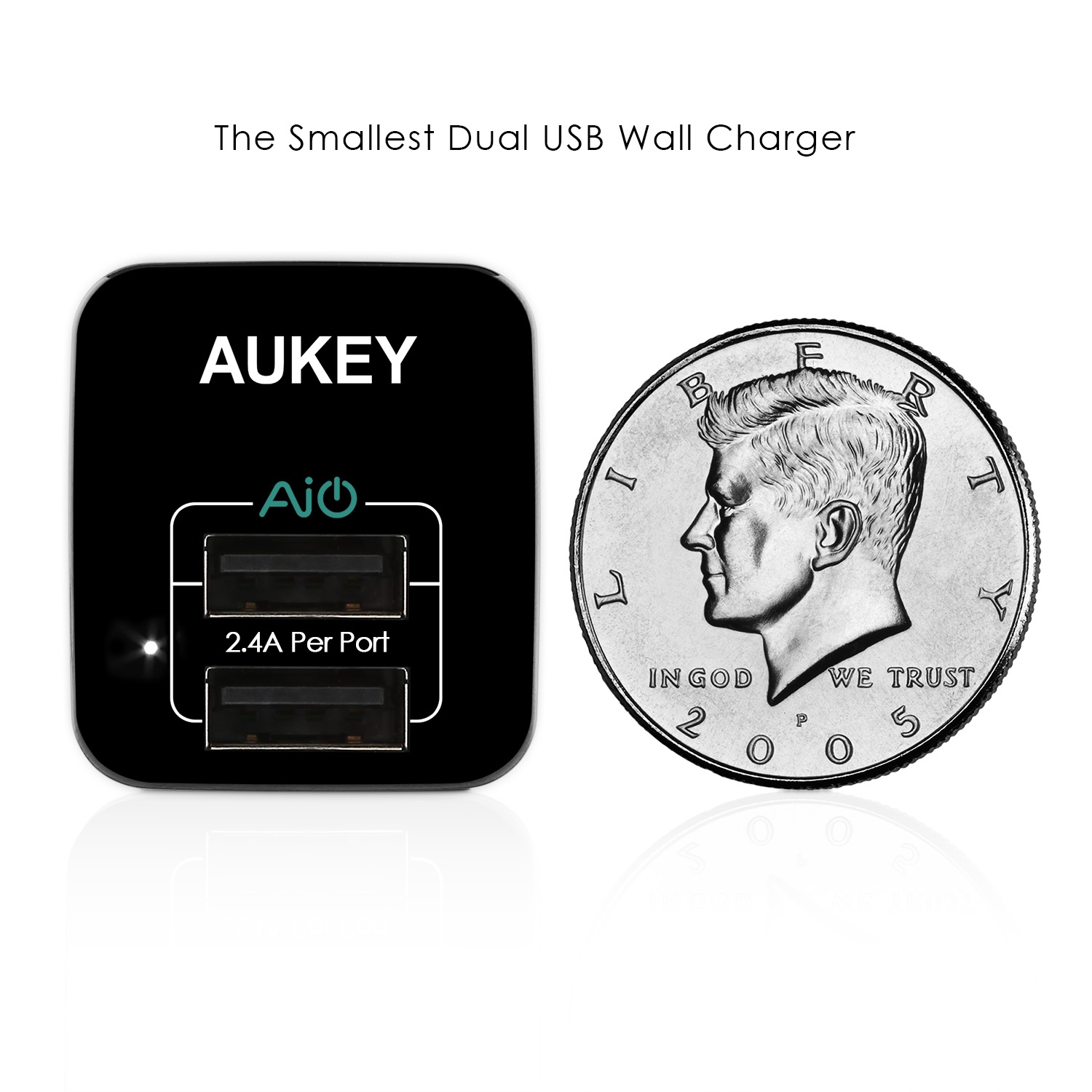 Sạc Aukey PA U32 Dual USB 12W (2.4A), 2 cổng